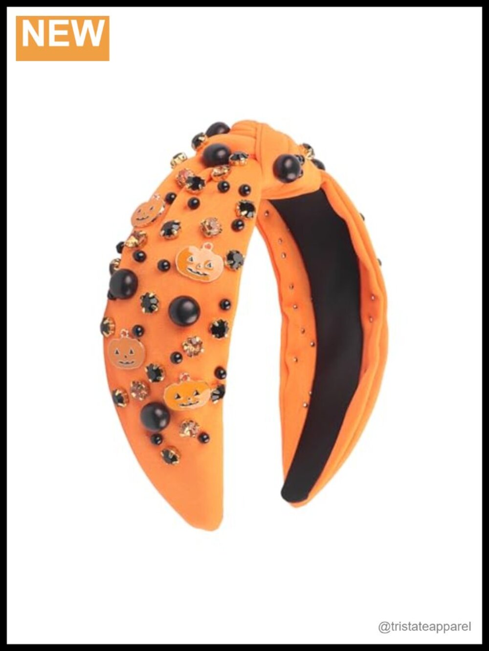 Knotted Rhinestone Pearl Embellished Pumpkin Headband Halloween Hair Accessory